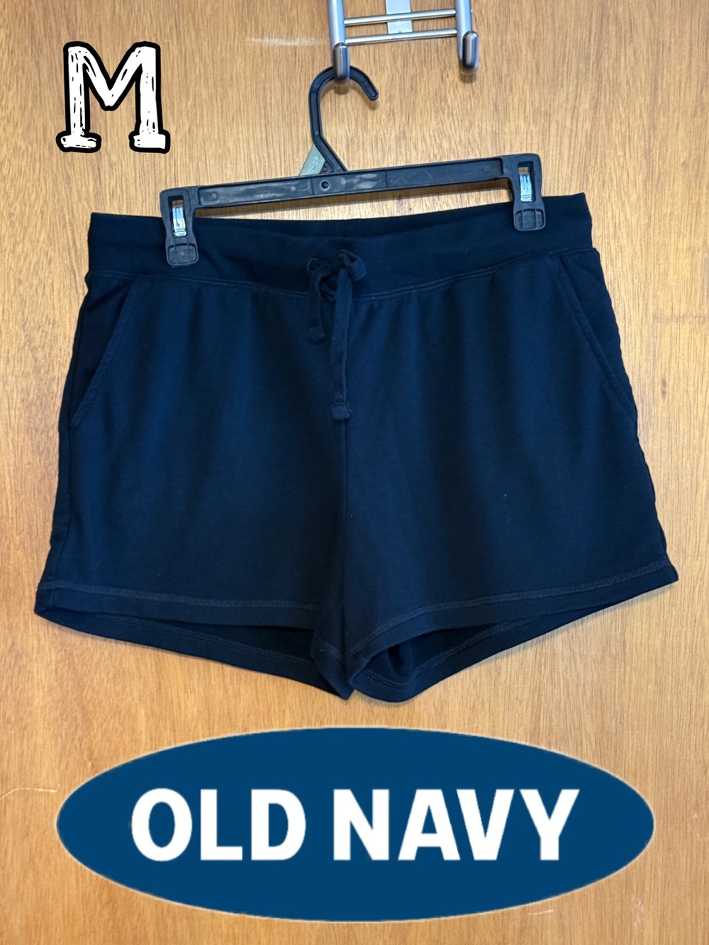 Old Navy Women’s Black Athletic Lounge Drawstring Shorts w/Pockets Sz M Like New
